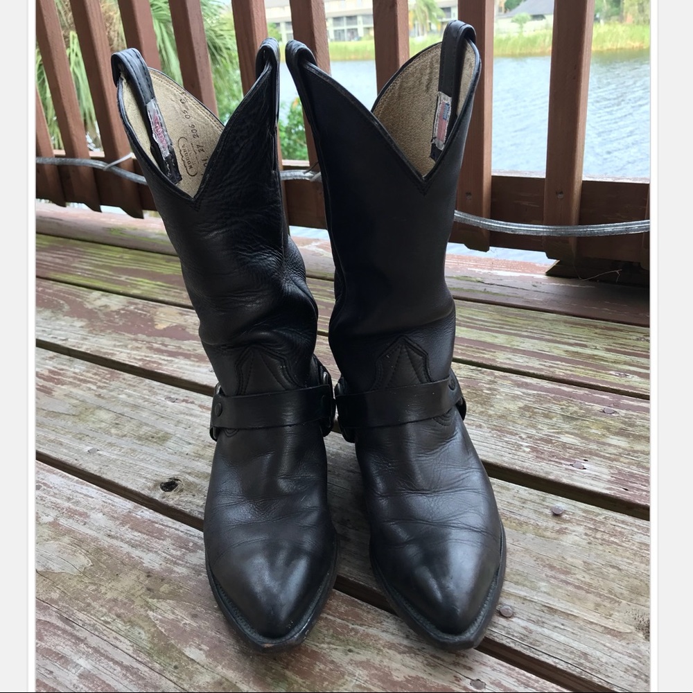 Nocona Genuine Leather Black Cowboy Boots
